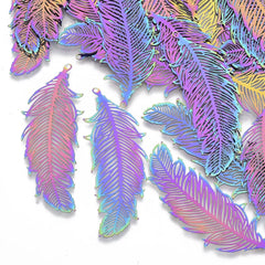 Multi-Colored Stainless Feather Embellishments