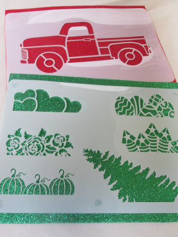 Red Truck & Holiday Stencils package #1 - Large Set