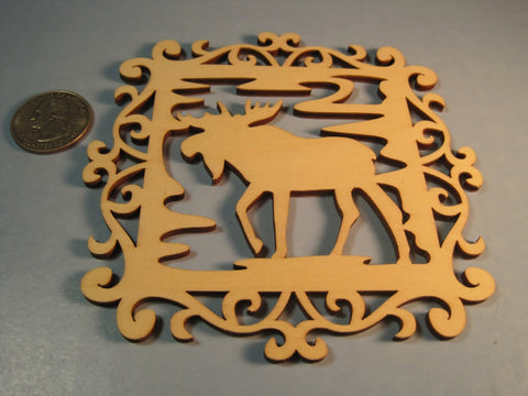 Wood Moose Carved Cut-Outs