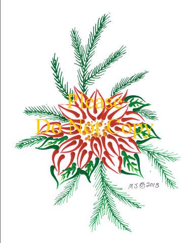 Poinsettia & Pine Needles Pattern