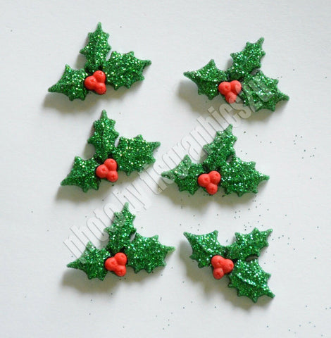 "Glitter Holly" - (6) Pieces