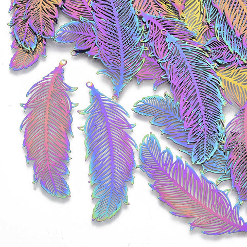Rainbow Die-Cut Feathers